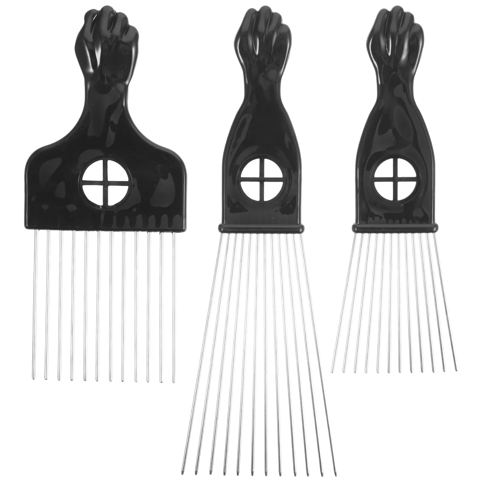 

Double Sided Detangle Metal Afro Pick Wide Teeth Hair Combs Braiding Wide Teeth Comb Lifting Afro Pick