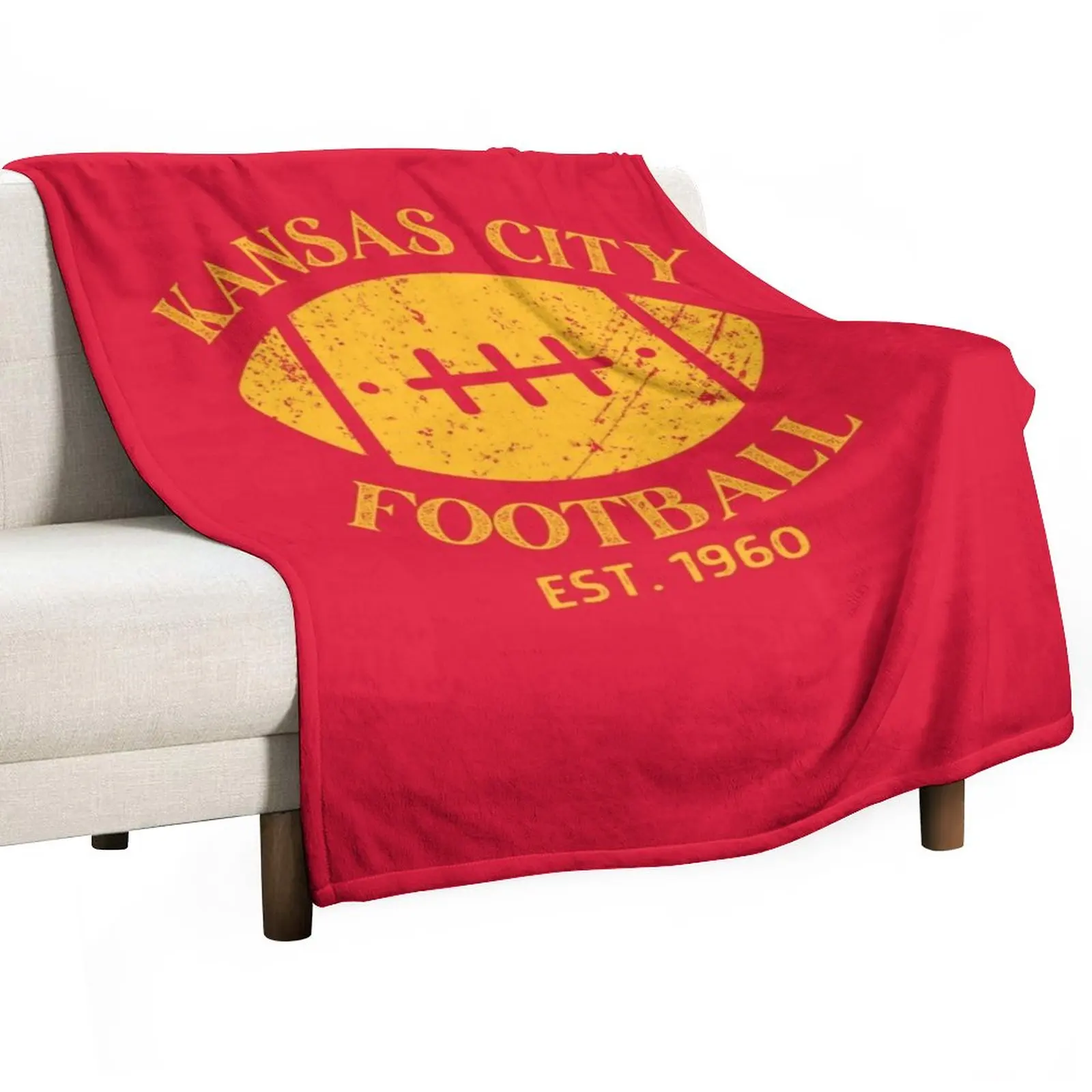 

2021 Vintage Kansas City Football KC Missouri Throw Blanket For Sofa Thin Sofa Quilt