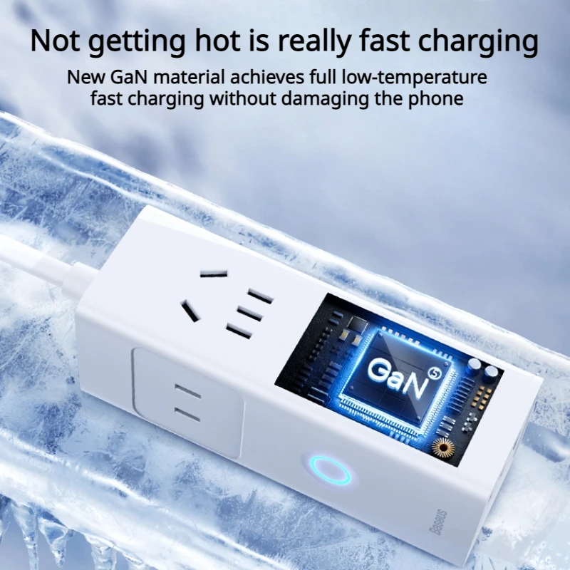 Baseus GaN 20W/30W Charger Gallium Nitride Fast Charging 6in1 Usb Typec PD 1.5m Extension Socket Quick Charge for iPhone Huawei