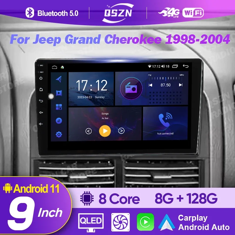 2Din Radio samochodowe z systemem Android 12 dla Jeep Grand Cherokee II WJ 1998 - 2004 multimedialna nawigacja 4G WIFI Carplay Autoradio CarPlay Auto