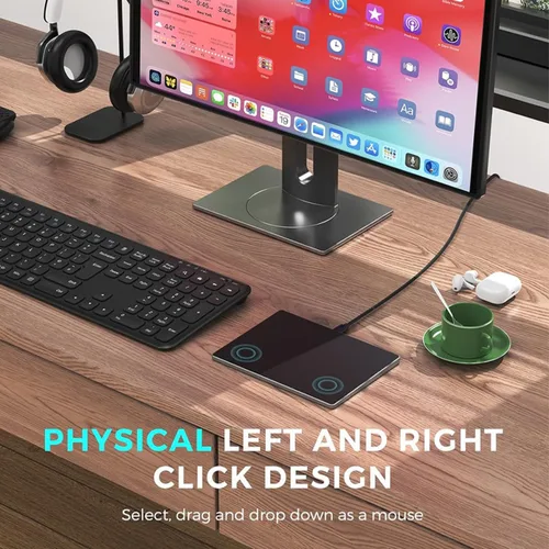 Imagen 2 del producto Ratón con panel táctil con cable delgado negro USB-C Plug and Play panel táctil con cable Trackpad multitáctil silencioso para Windows 10/11