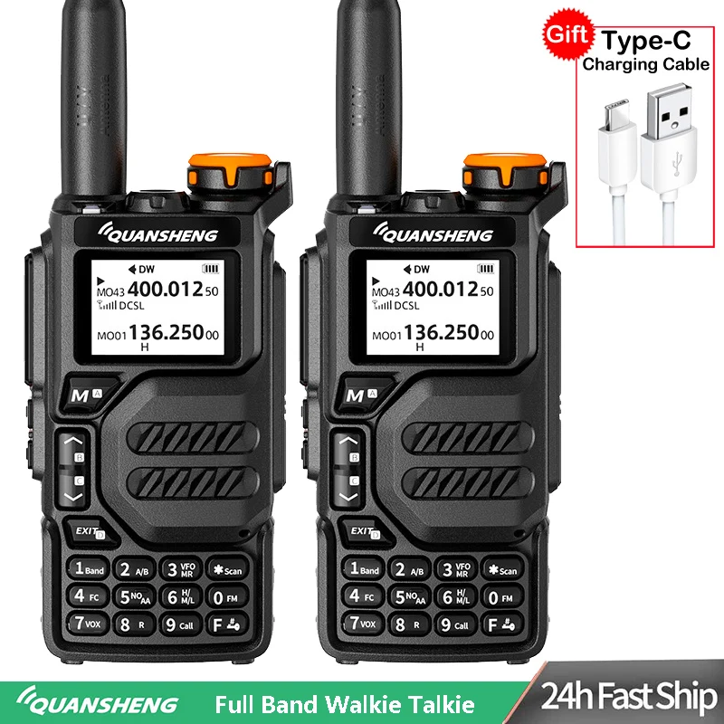 Quansheng UV-K5 Walkie Talkie 2pcs included Air Band Ham Radio UHF VHF DTMF FM Scrambler NOAA Wireless Frequency Copy Radio