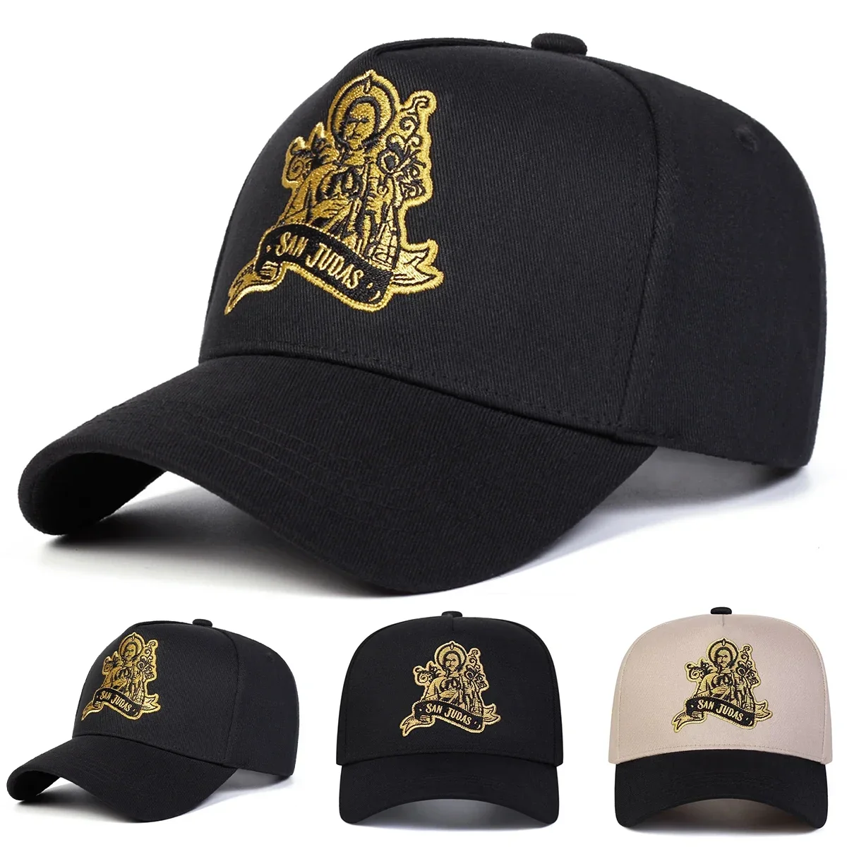 Unisex SAN JUDAS Baseballkappen mit Buchstabenstickerei, Frühling und Herbst, verstellbare Freizeithüte für den Außenbereich, Sonnenschutzhut, Sportkappe