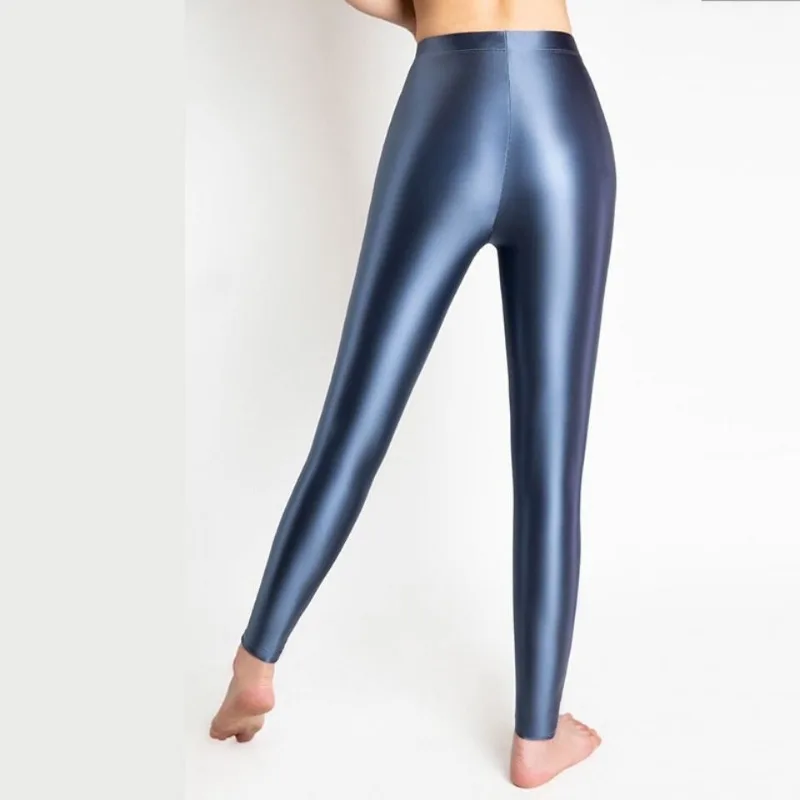 Mallas deportivas de satén brillante para mujer, pantalones de cintura alta sin costuras para Yoga, ropa deportiva de talla grande para gimnasio, novedad de verano