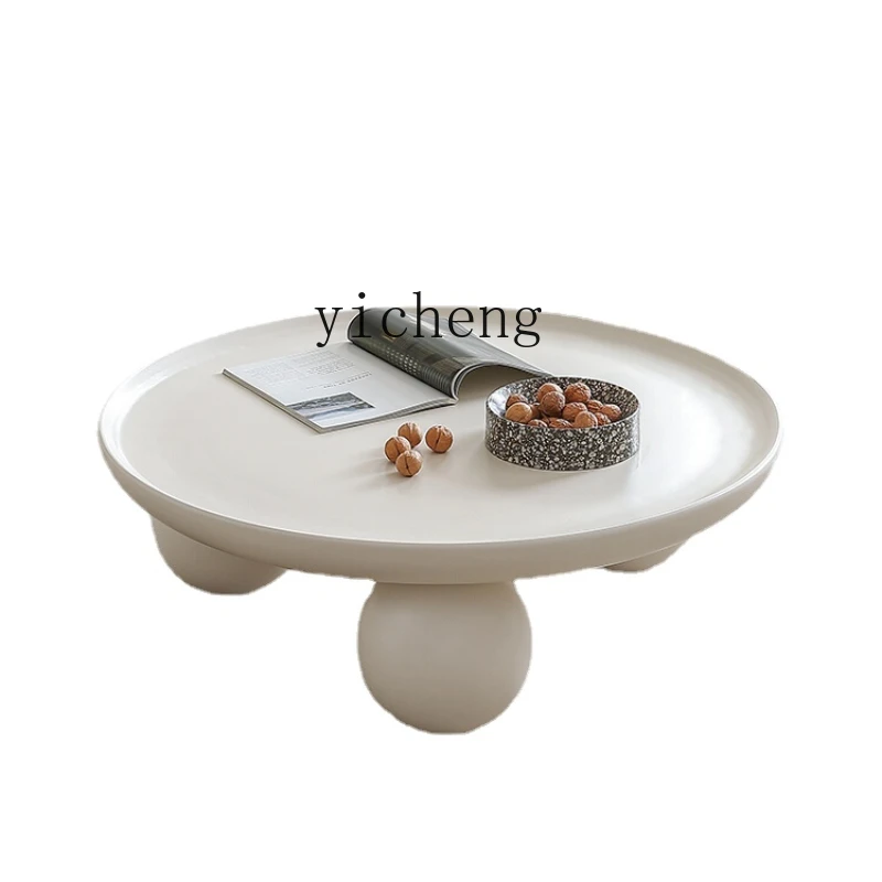 XL round Bowl Coffee Table Living Room Style French Wood Foot White round Pier Coffee Table