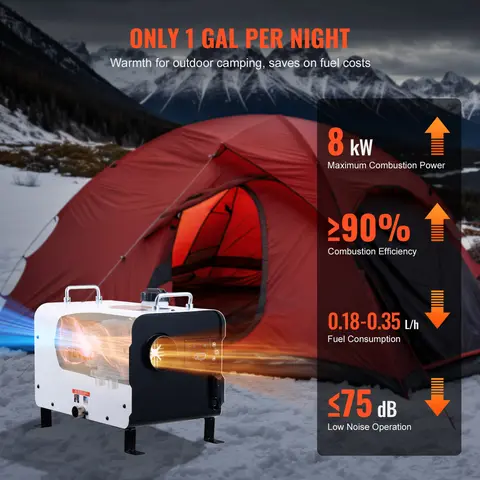 SucceBuy 8KW Diesel Heater 12V/24V All in One Diesel Air Heater Bluetooth/LCD Display/CO Alarm Car Heater for Vehicle/Outdoor 10 best sales heater 12v - №7