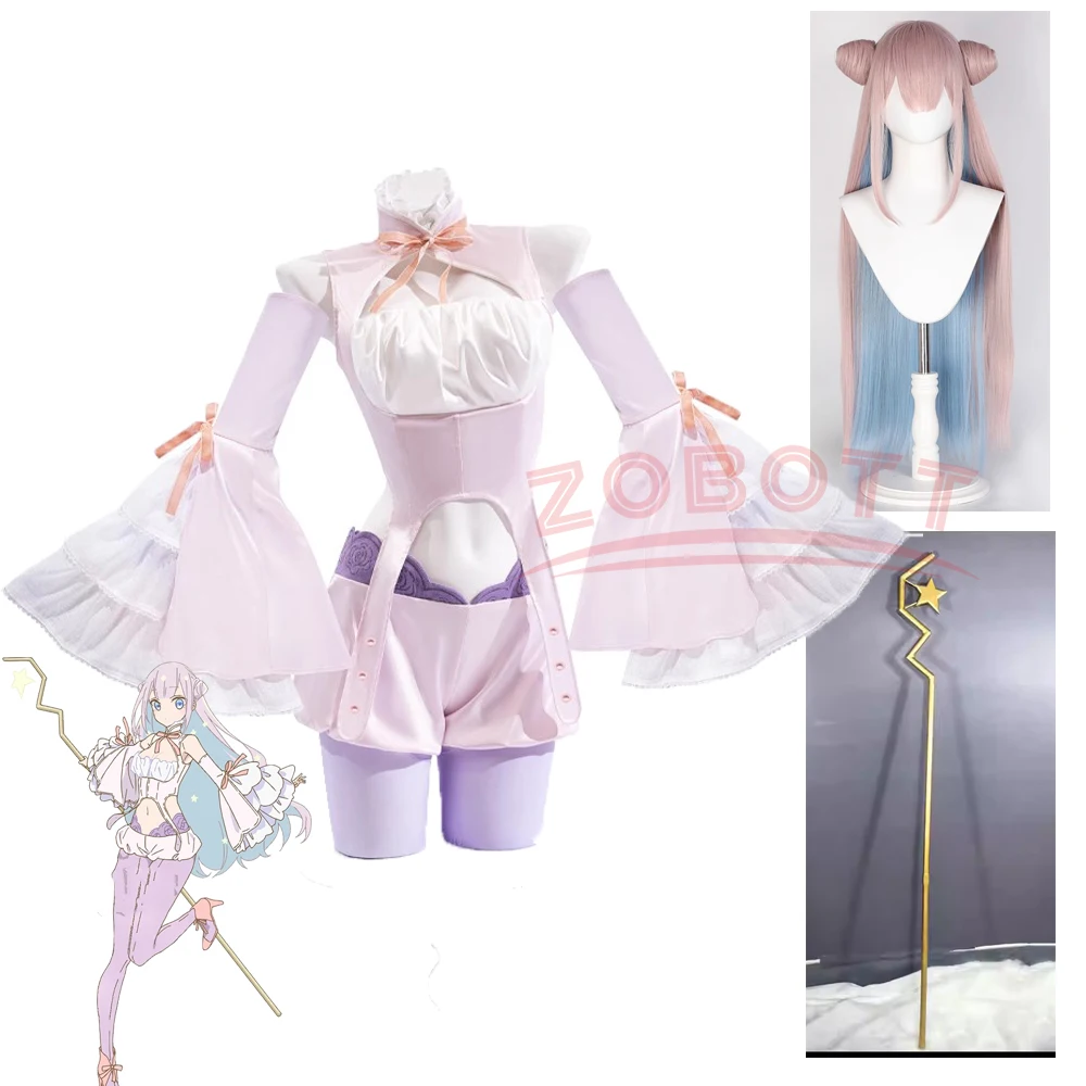 Mimori Byakuya Cosplay The Magical Girl And The Evil Lieutenant Used To Be Archenemies Costume Outfit Role Play Wig 160CM Prop