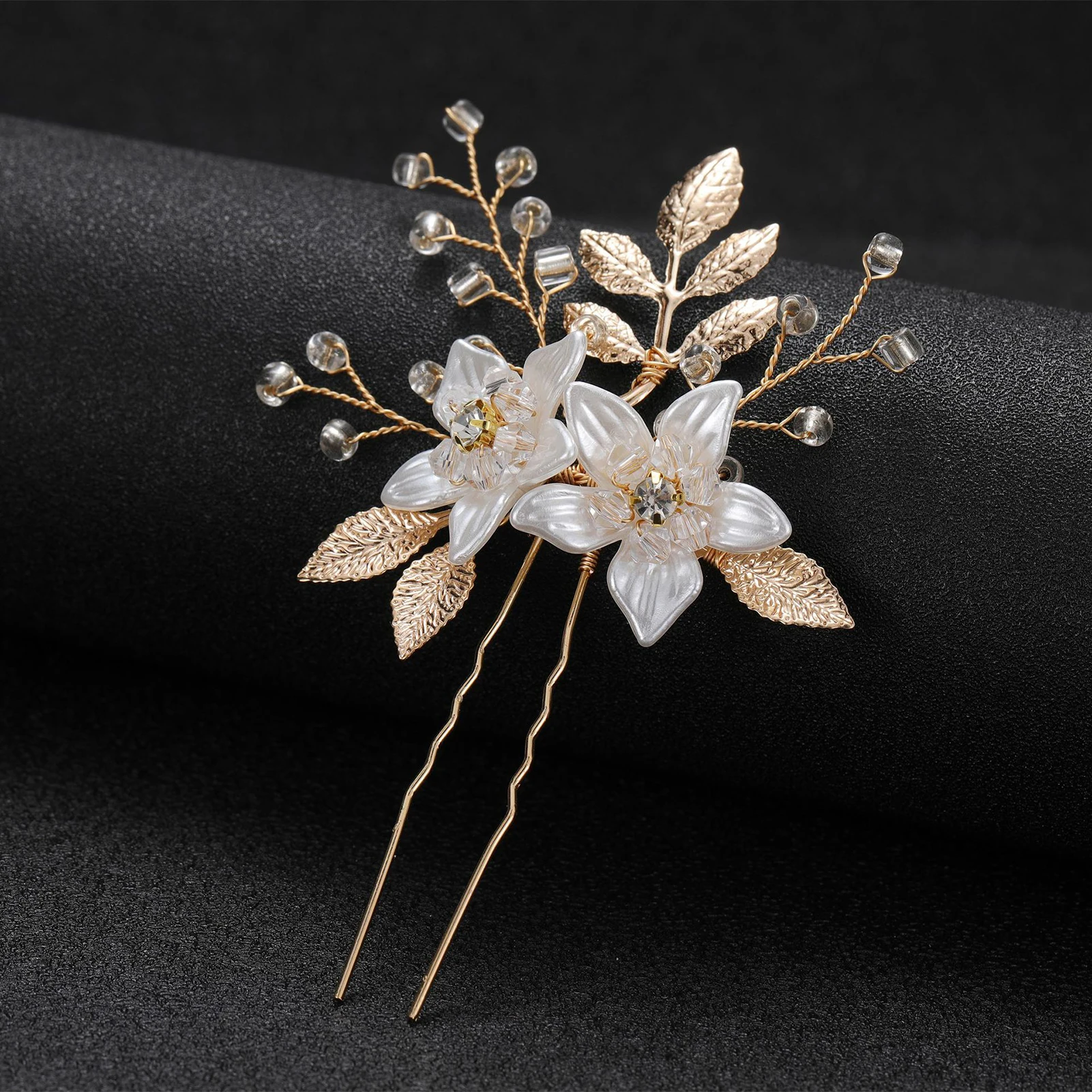 

Fashion Crystal Pearl Flower Hairpins Stick Hair Clip For Women Bridal Hair Accessories Party Wedding Hair Clips Jewelry