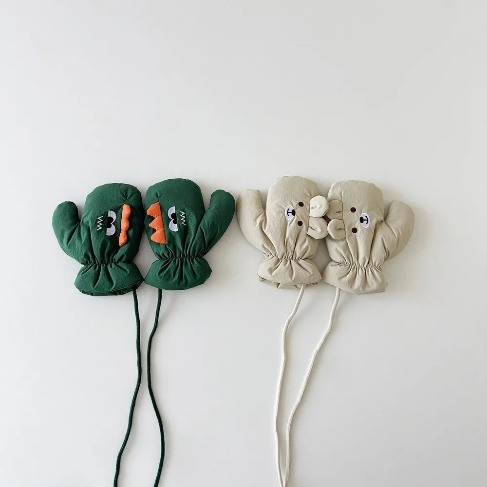 패션 귀여운 만화 곰 전체 손가락 장갑 두꺼운 방풍 따뜻한 장갑 방한 장갑 어린이