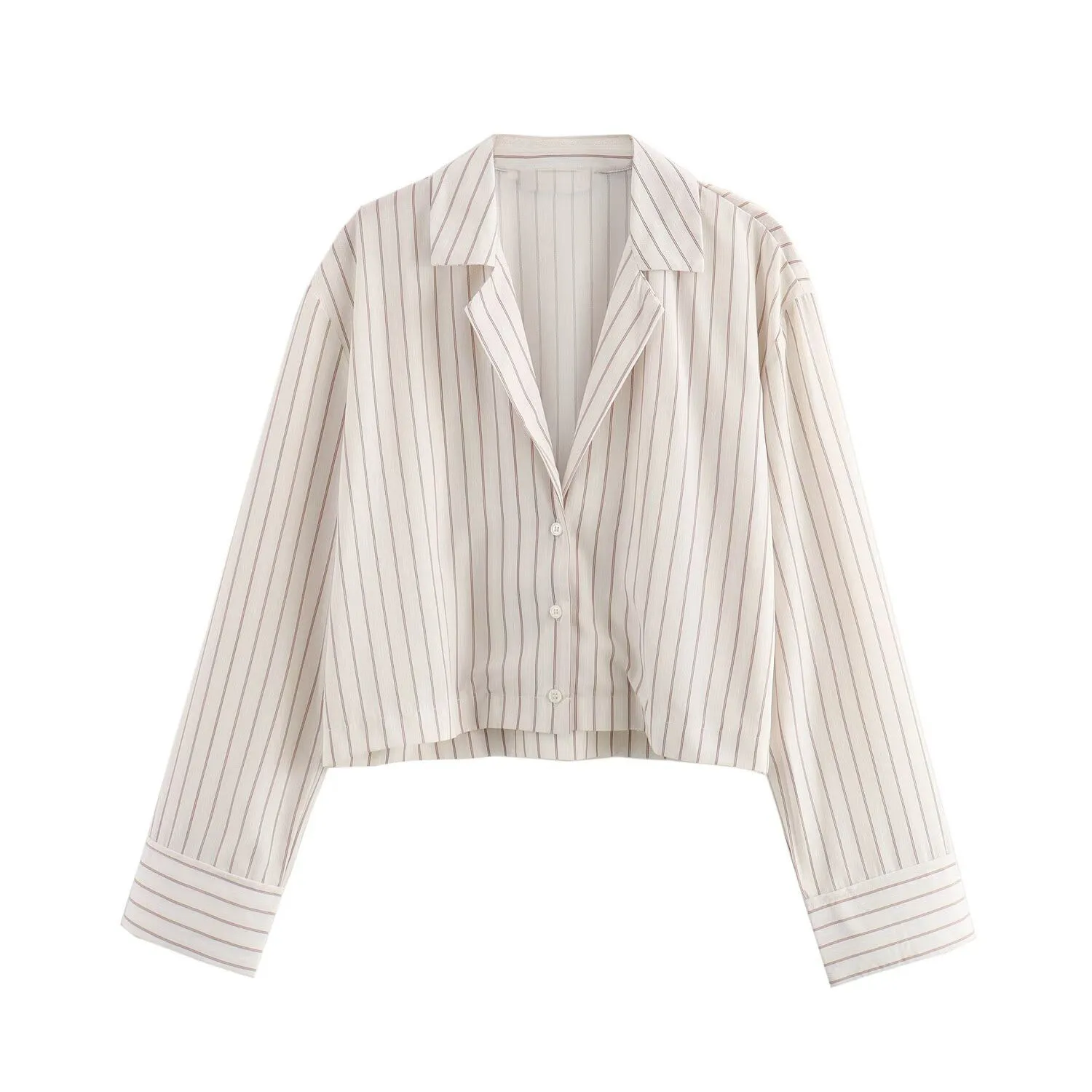 

2024 ZAR4 Summer New Women's Wear European and American casual pleated effect striped shirt top