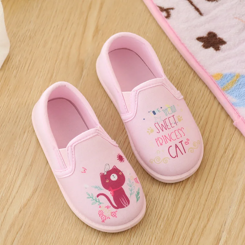 Autunno inverno Sweet Girls Boys Home pantofole antiscivolo bambini bambini Cute Cat Indoor Floor scarpe morbide calzature piatte Zapatos