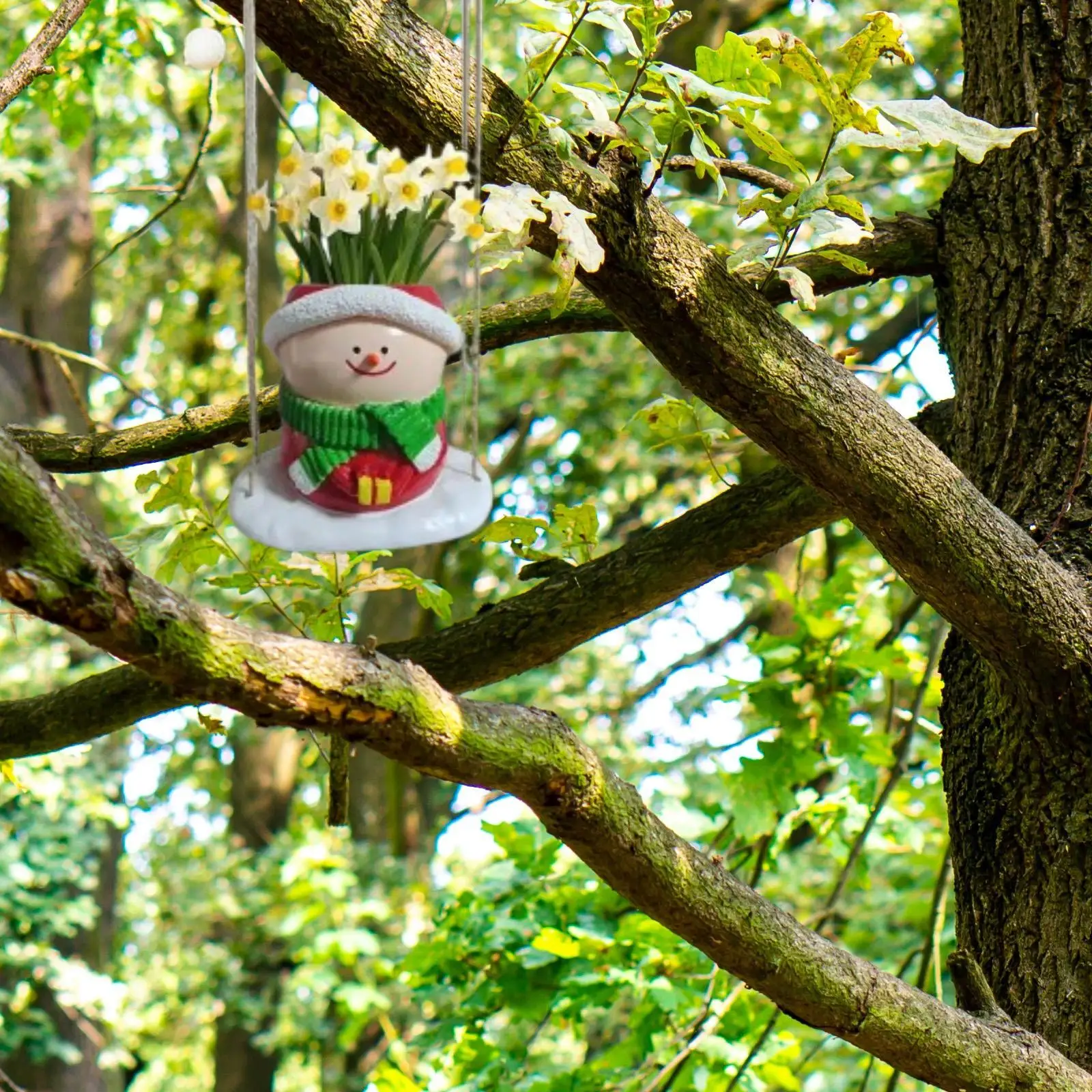 Swing Snowman Planter Cute Hanging Flower Pot for Living Room Balcony Garden