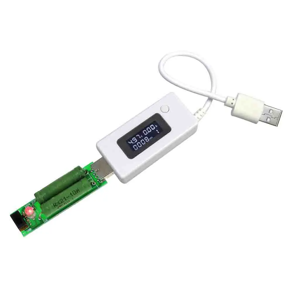 Digital USB Voltage Current Capacity Meter with LCD Interface and Load Resistor for Power Bank Efficiency Test