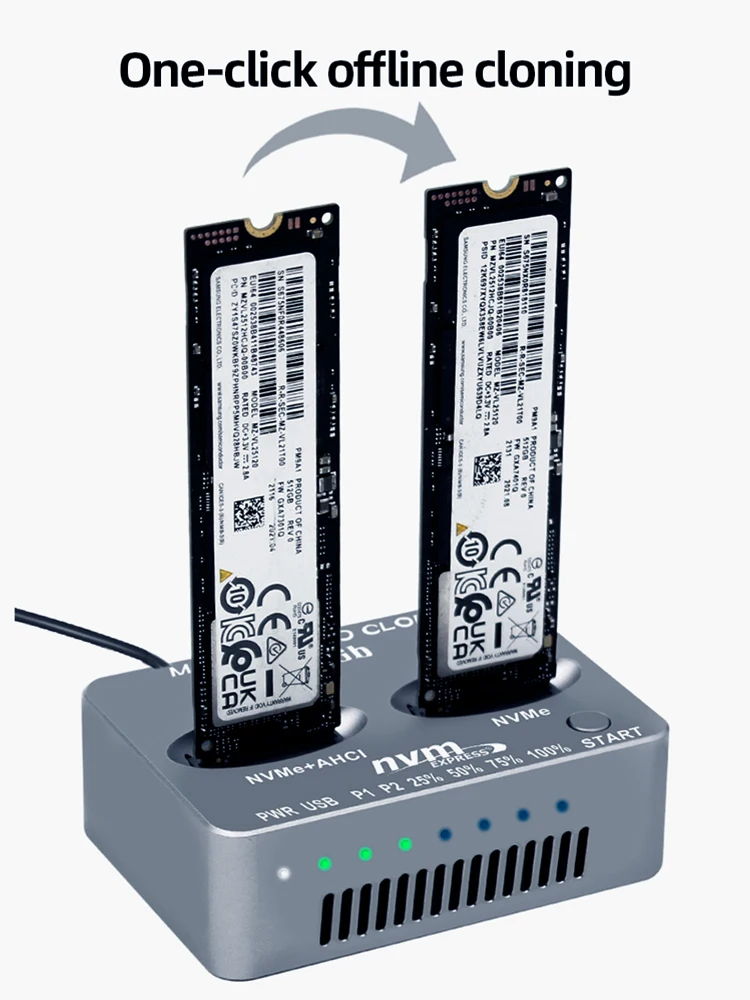 Док-станция M.2 NVME SSD Clone USB3.2 Type C NVME Docking Station Gen2X 20 Гбит/с M/B M Key M.2 M.3 NVME PCI-E для M2 SSD M Key SSD
