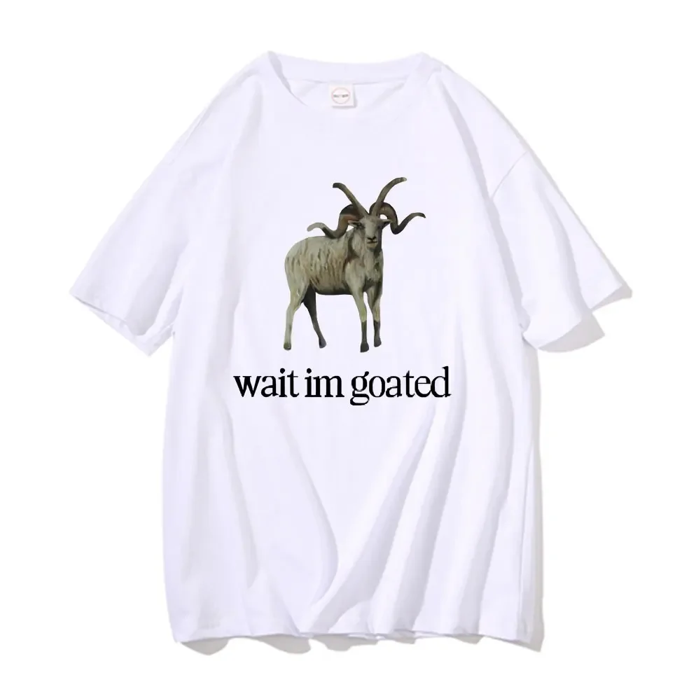 Singer Alex G Wait Im Goated Graphic T-shirt Funny Goat Meme Print Tshirt Unisex Pure Cotton Tees Men Women Oversized T-shirts