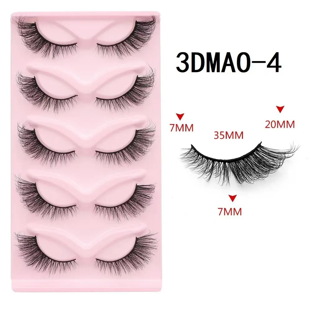 new Cat eye Eyelashes 3D Natural False Lashes Fluffy Soft Cross 5 pairs Manga Lashes Wispy Natural Eyelash Extension Makeup