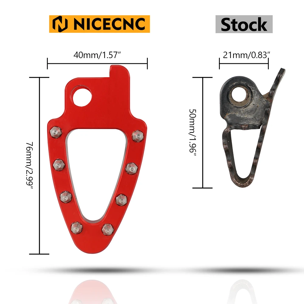 NICECNC Enlarged Rear Brake Pedal Step Tip Plate For Honda XR650L 1993-2024 2023 2022 2021 2020 2019 2018 2017 Billet Aluminum