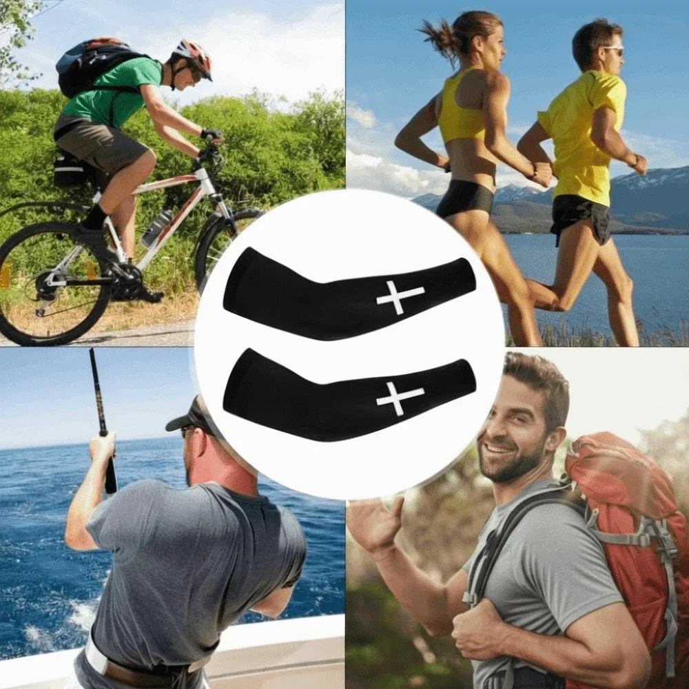 Lightweight Sports Cooling Arm Sleeve Cooling Effect Elastic Fabric UV Protection Arm Covers Ice Silk Armguards Cuff