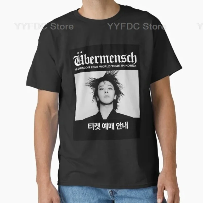 

2025 yiyi G Dragon T Kpop Fashion GD New Album Ubermensch Print T-shirt Men Women High Quality 100% Cotton Short Sleeve T