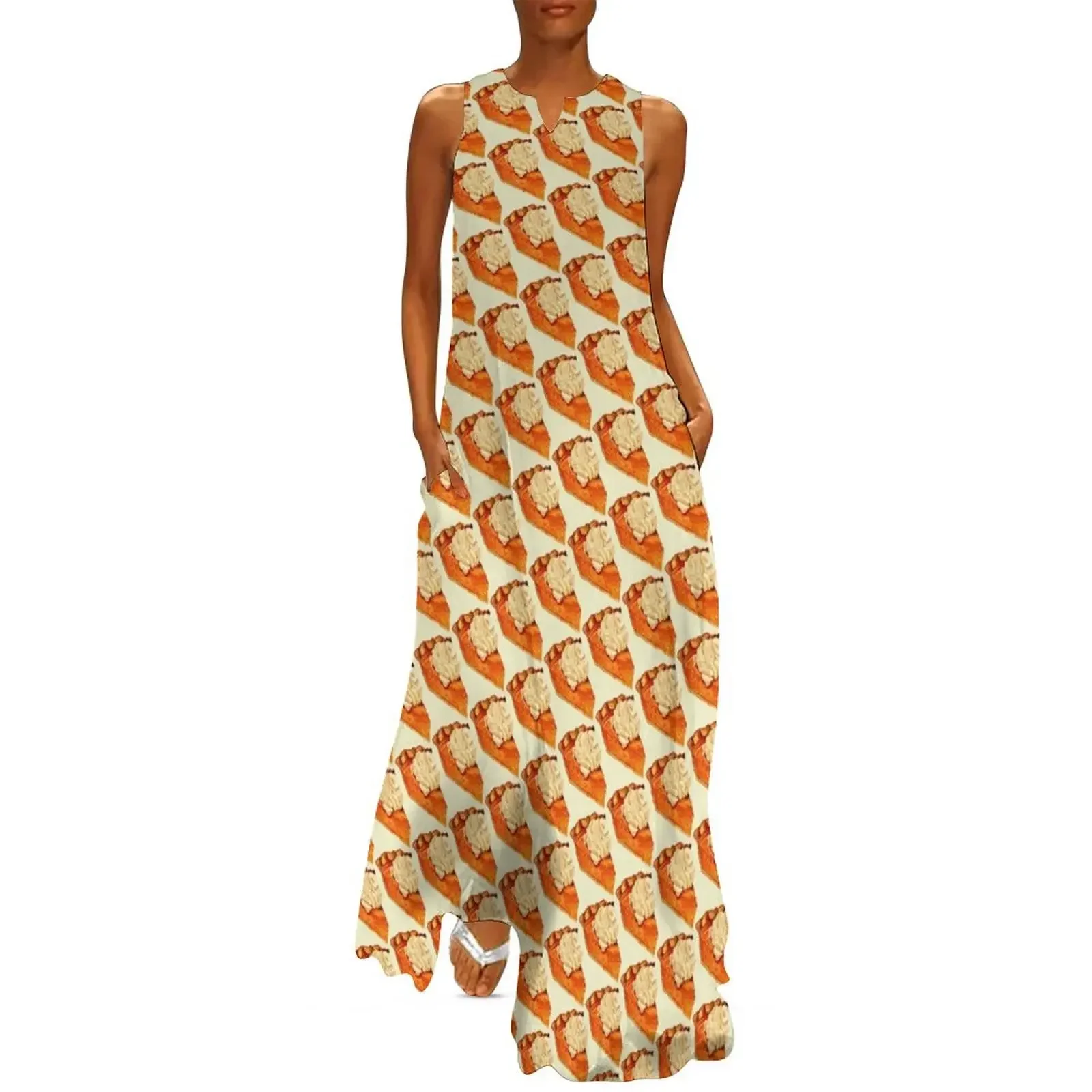 

Pumpkin Pie Pattern Long Dress clothes for woman dresses for woman prom dress Summer skirt Dress