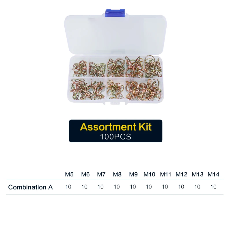100 Pcs, Fuel Line Hose Water Pipe Air Tubing Spring Clips Clamps Assortment Kit - Size M5-M14mm