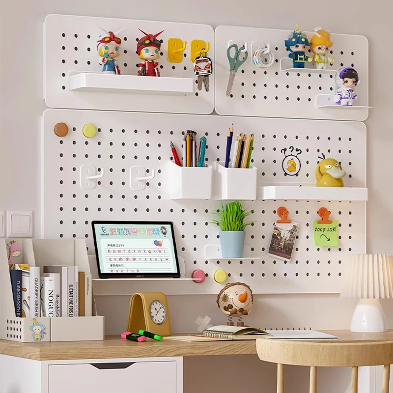 Student book wall desktop storage hole board shelf display rack non-punching metal hanging board household entrance