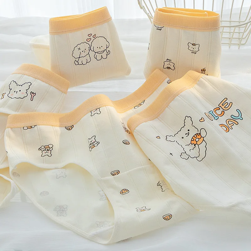 

5 шт., мягкие хлопковые трусики больших размеров для женщин, сексуальное бесшовное короткое нижнее белье с героями мультфильмов, женские трусы