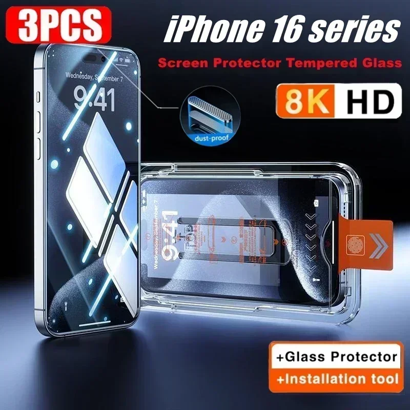 

5 шт. Защитная пленка из закаленного стекла для iPhone Air 16E 15 Plus 13 12 Mini 14 17 11 Pro Max XR XS с легкой установкой без пыли