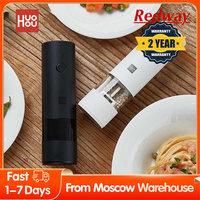 Huohou Electric Automatic Mill Pepper And Salt Grinder LED Light 5 Modes Peper Spice Grain Pulverizer For Cooking