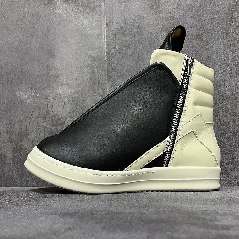 Owen Seak Men High Top Shoes Casual Women Platform Sneakers Leather Luxury Trainers Zip Autumn Black White Designer Boots