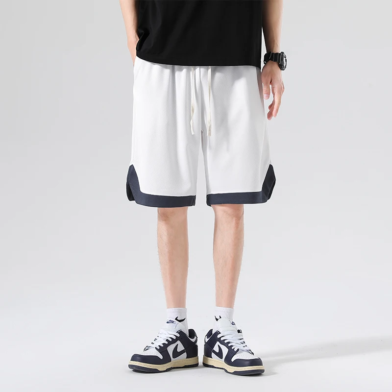 Sports Stylish Patchwork Knee Pants 2024 Summer Youthful Vitality Loose Straight Men's Clothing Elastic Drawstring Casual Shorts