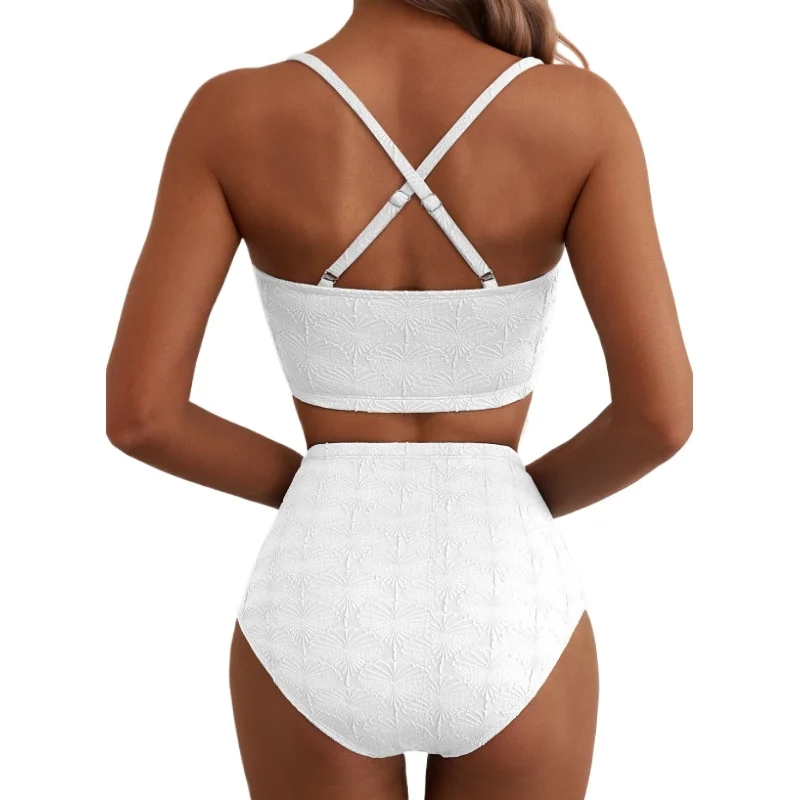 Customized LOGO Women's 2026 New Shell Textured Bikini Swimsuit Folds Two-piece Swimsuit XS-2XL