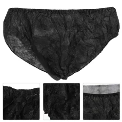 10 Pcs Disposable Briefs Men's Black Fabric Non-Woven Paper Male Shorts