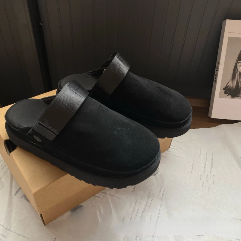 Demi-pantoufles en cuir Birke Mueller Baotou pour hommes et femmes, chaussures à plateforme pour couples, designer Velcro, extérieur, nouvelle mode, 2024