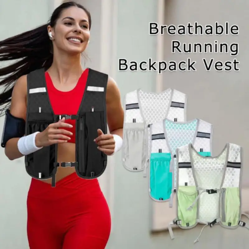New New Reflective Hydration Backpack Waterproof Running Sports Vest For Hiking Cycling Marathon With Multi-Pocket