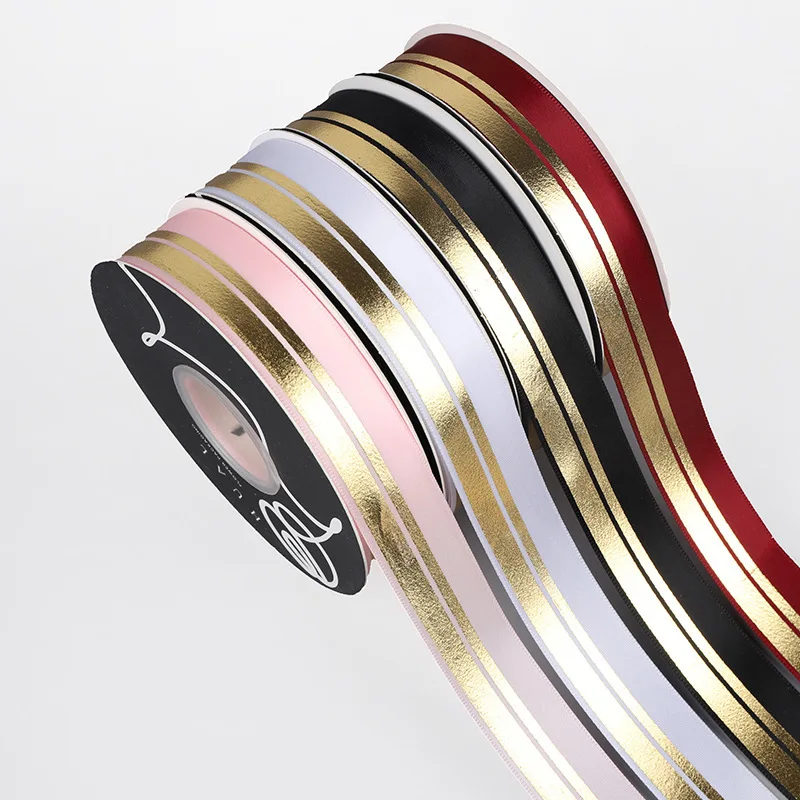 2,5 cm doppeltes goldenes Band, Blumenverpackungsband, Floristenverpackungsband