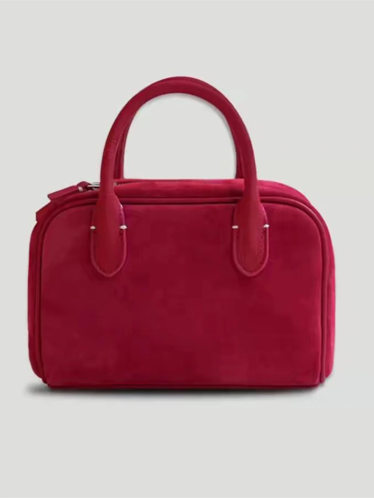 

Red Suede Bowling Bag Women's Handbag 2025 New Luxury Small Luxury High-End Feelings Handbag Boston Bag Crossbody oulder Bag
