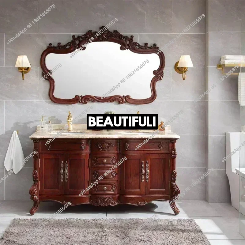 

Z136Closed Storage Toilet Cabinet Corner Mirrors Bathroom Furniture Drawer Open Cabinets Double Washbasin Luxury Filing Space Sh