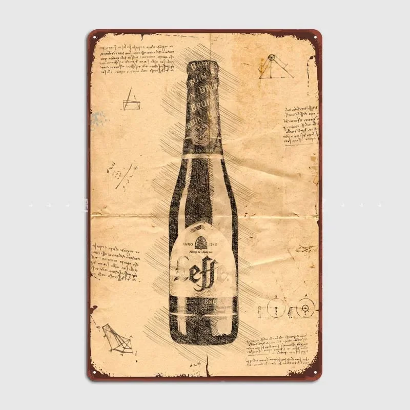 Leffe Beer Da Vinci House Decor Vintage Metal Poster Room Decoration Metal Signs for Bar Restaurant Coffee Bar Wall Decoration