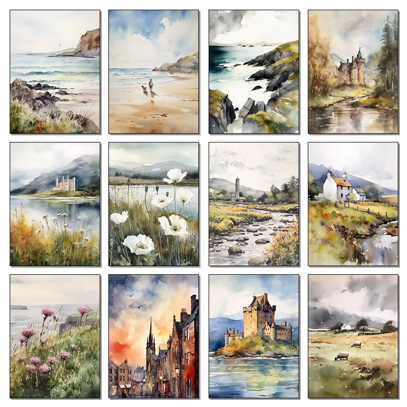 1pcs(No frame) Floral Watercolor Posters Cornflowers Dandelions Rose Poppy Lavender Canvas Painting Art Picture Wall Living Ro