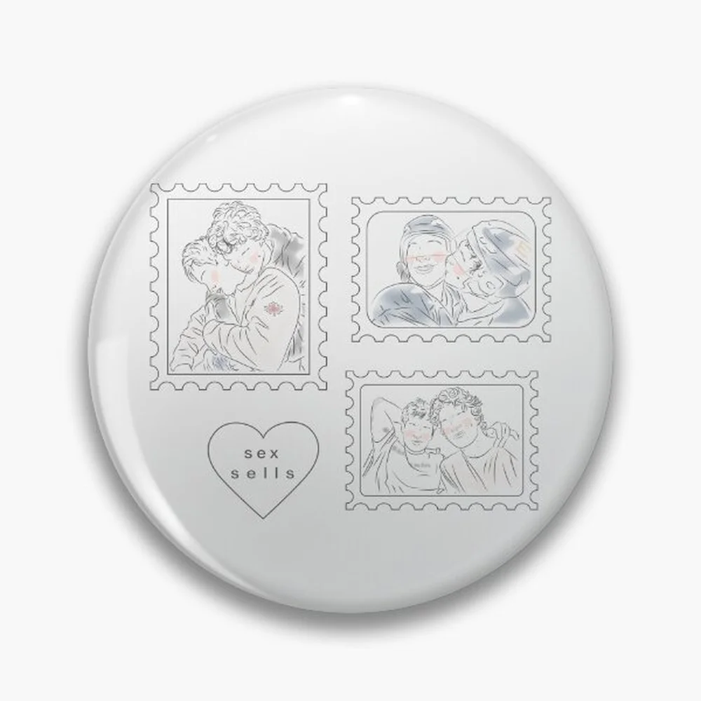 El sexo se vende | Hudcon | Broche de Estrella Holográfica con Forma de Corazón, Estilo Rivalidad, con Botón Laminado, Accesorio de Moda