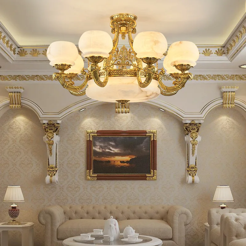 

European-style large chandelier duplex villa luxury modern four-story five-story hollow pick