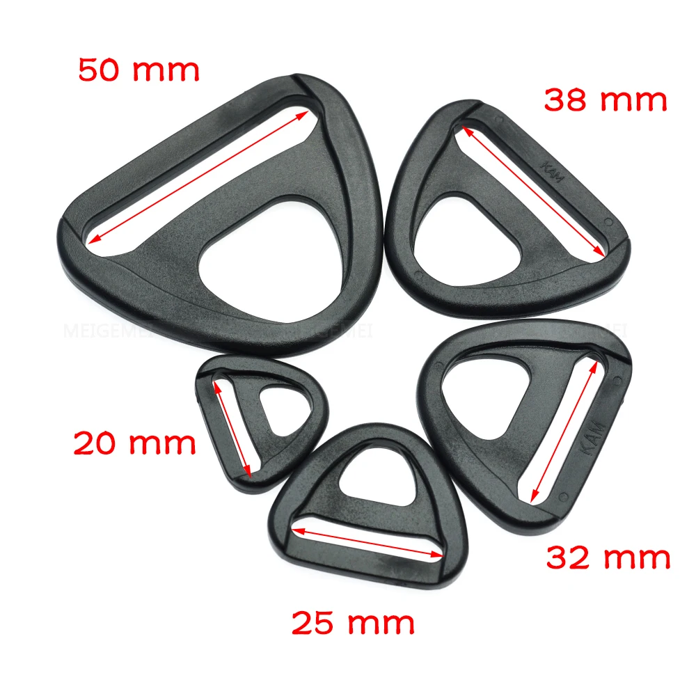 10pcs Plastic D-Ring Loop Insert Buckle Webbing Adjuster With Bar Swivel Clip Backpack Straps Webbing 20mm 25mm 32mm 38mm 50mm