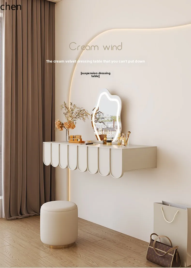 

dressing table hanging makeup table bedroom modern simple small apartment advanced light luxury makeup table