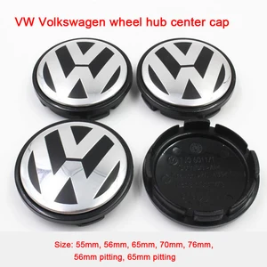 4 Units Central Wheel Central 3B 7601171 Central Wheel Central Substitution 65mm Chrome and Black For Volkswagen 9 Main Sales Center Jante VW - №6