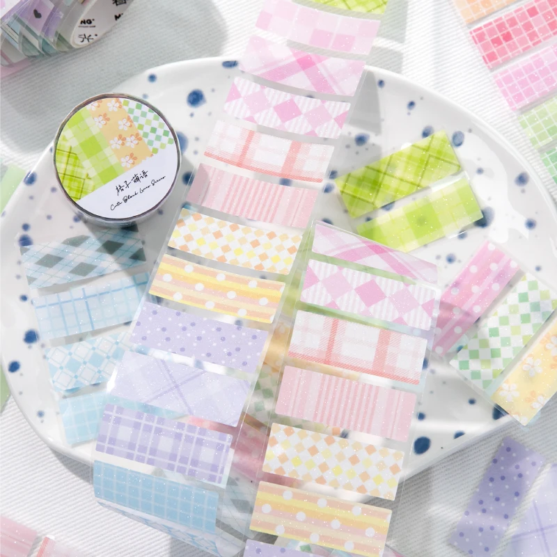 45mm * 2m Kawaii Ins Sparkling Sand Line Block Die Cutting Washi Sticker Tape DIY Handmade Basic Material Cute Scrapbook Sticker