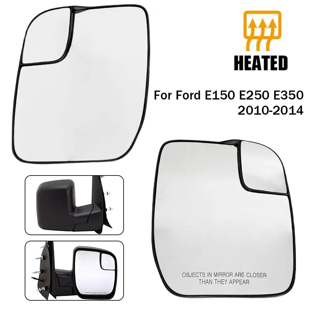 

For Ford E150 E250 E350 2010-2014 1x Left Right Side Rear View Lens Split Mirror Heated Door Glass Rearview Accessories Vehicle