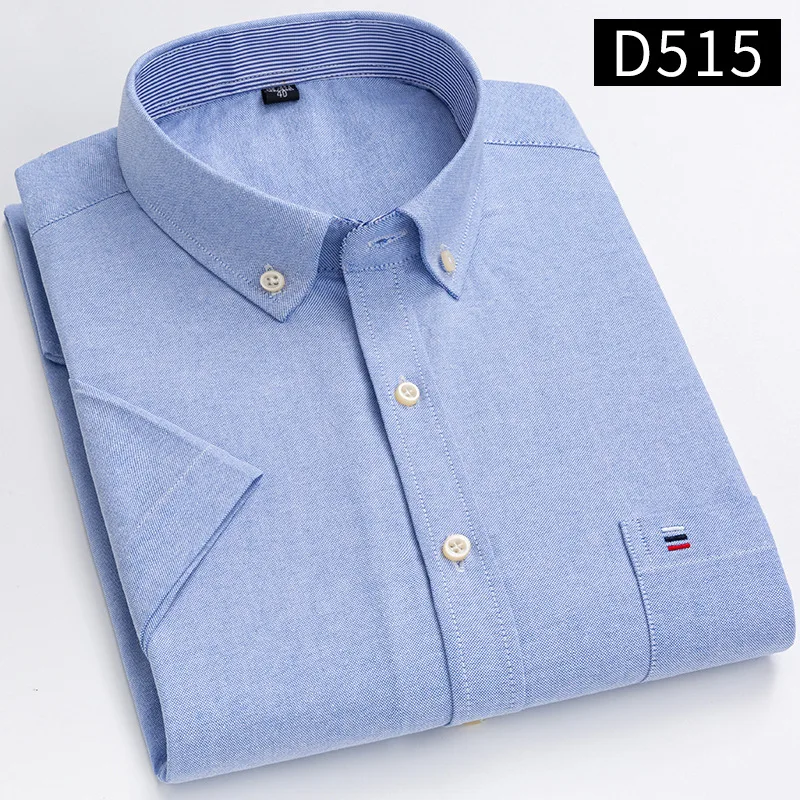 6XL 7XL Men\'s short sleeved shirt Summer 100% cotton Oxford fashion plaid high quality breathable pocket free iron plus size new