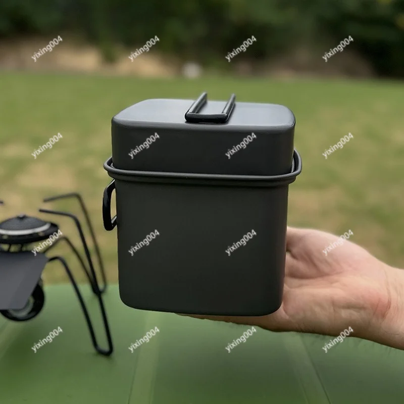 

Outdoor Camping Square Pot, Folding Portable Aluminum Alloy Cookware Set for Hiking Cycling Fishing