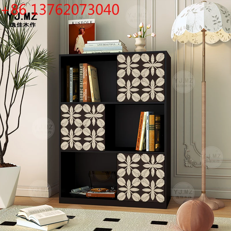 French retro solid wood bookcase, entrance cabinet, living room display cabinet